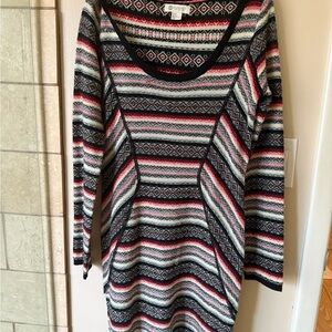 Element Women's Patterned long Sweater dress tunic- Black medium